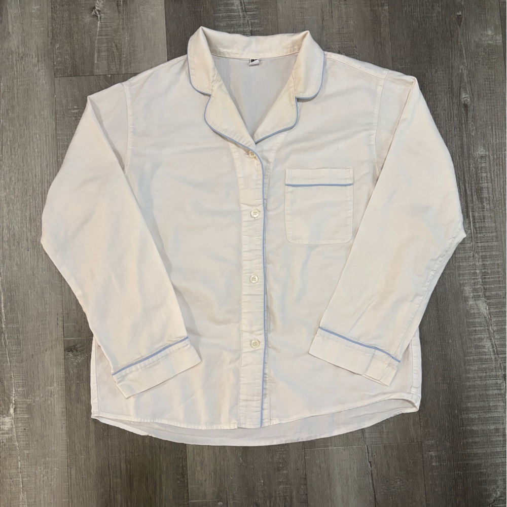 Uniqlo White Long Sleeve With Baby Blue Details